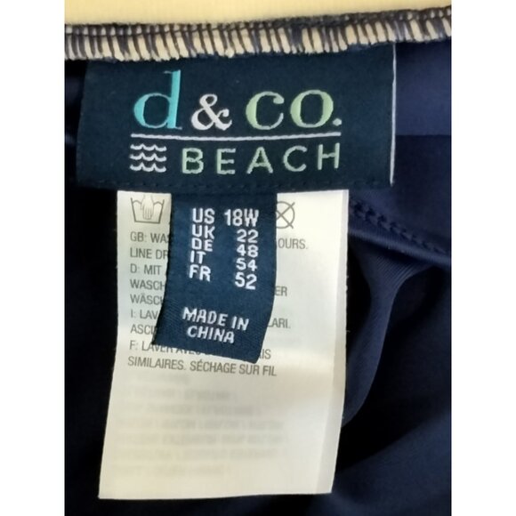 Denim & Co. Blue Ruching Swimdress Laser-Cut Hem Adjustable Straps Size 18W - Picture 8 of 9